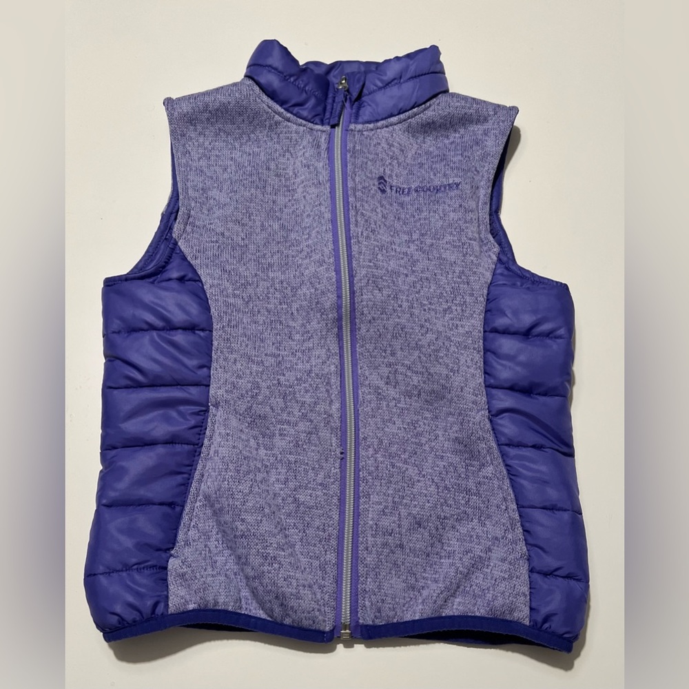 Free Country Girls Youth Full Zipper Sherpa Lining Violet Hybrid Vest S